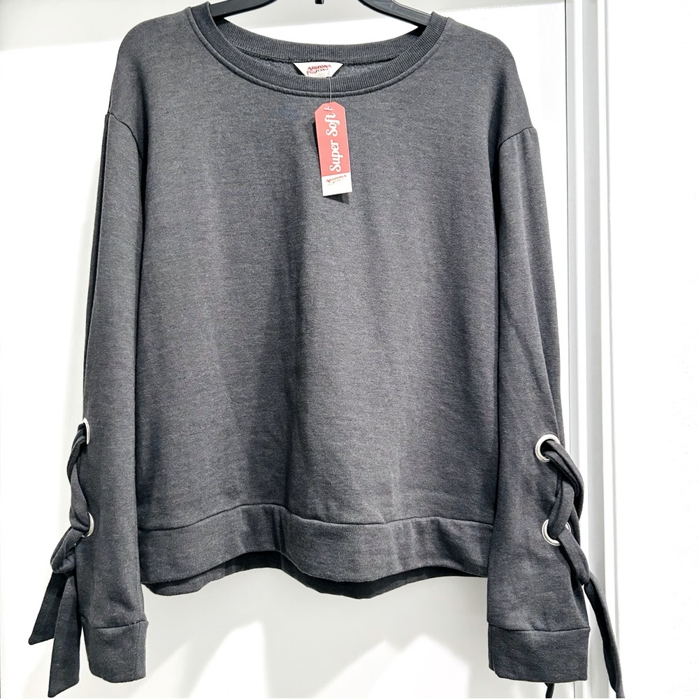 Arizona Jean Company Grommet Sleeve Ties Sweatshirt Top Size:XL, NEW
